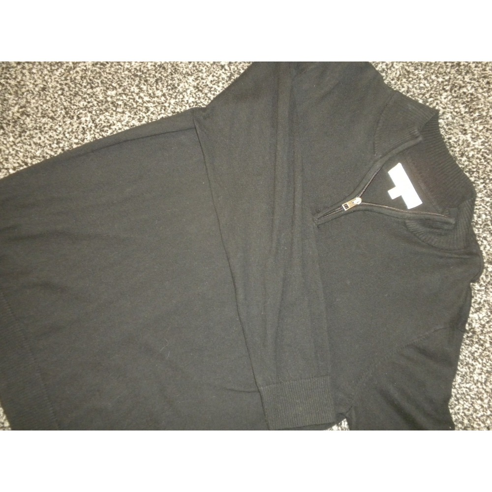 Hawker Rye Sweater Mens L Black 1/4 Zip Cashmere Blend Mock Neck Pullover Preppy